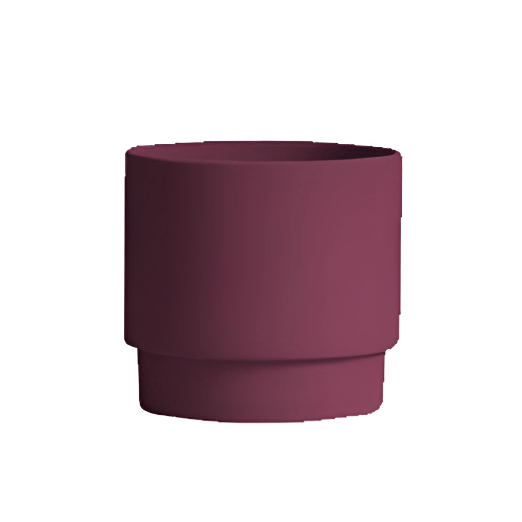 Bright Porcelain Stackable Flowerpot Planters in Wine color, cylindrical shape with magenta tint, suitable for plants.