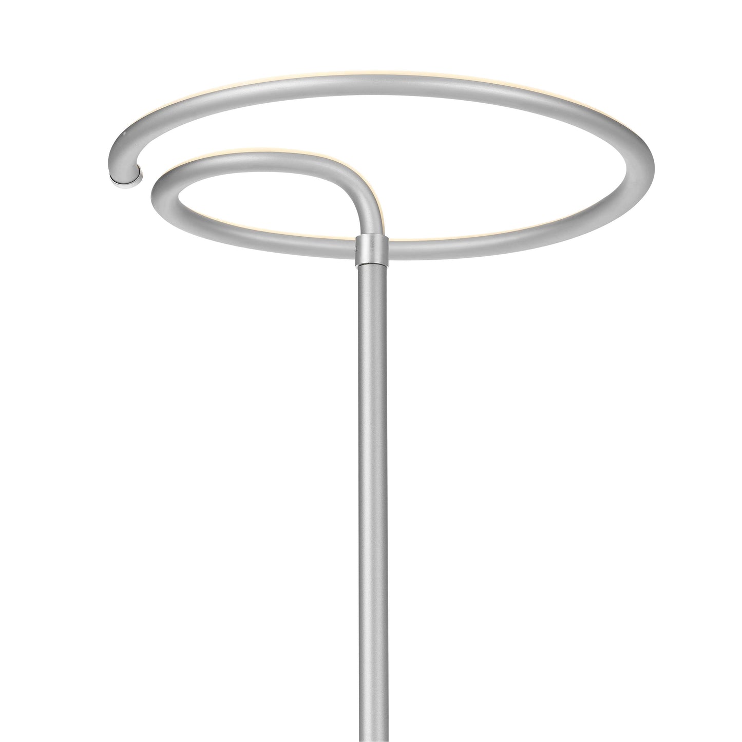 A sleek floor lamp with an LED touch dimmer, showcasing an energy-efficient metal uplighter design.
