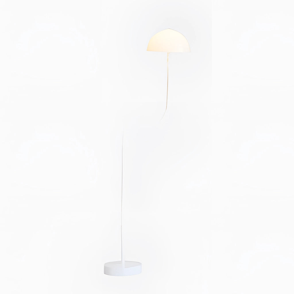 Modern floor lamp with organic design, featuring white tricolor lighting and high-quality craftsmanship, displayed in a contemporary setting.