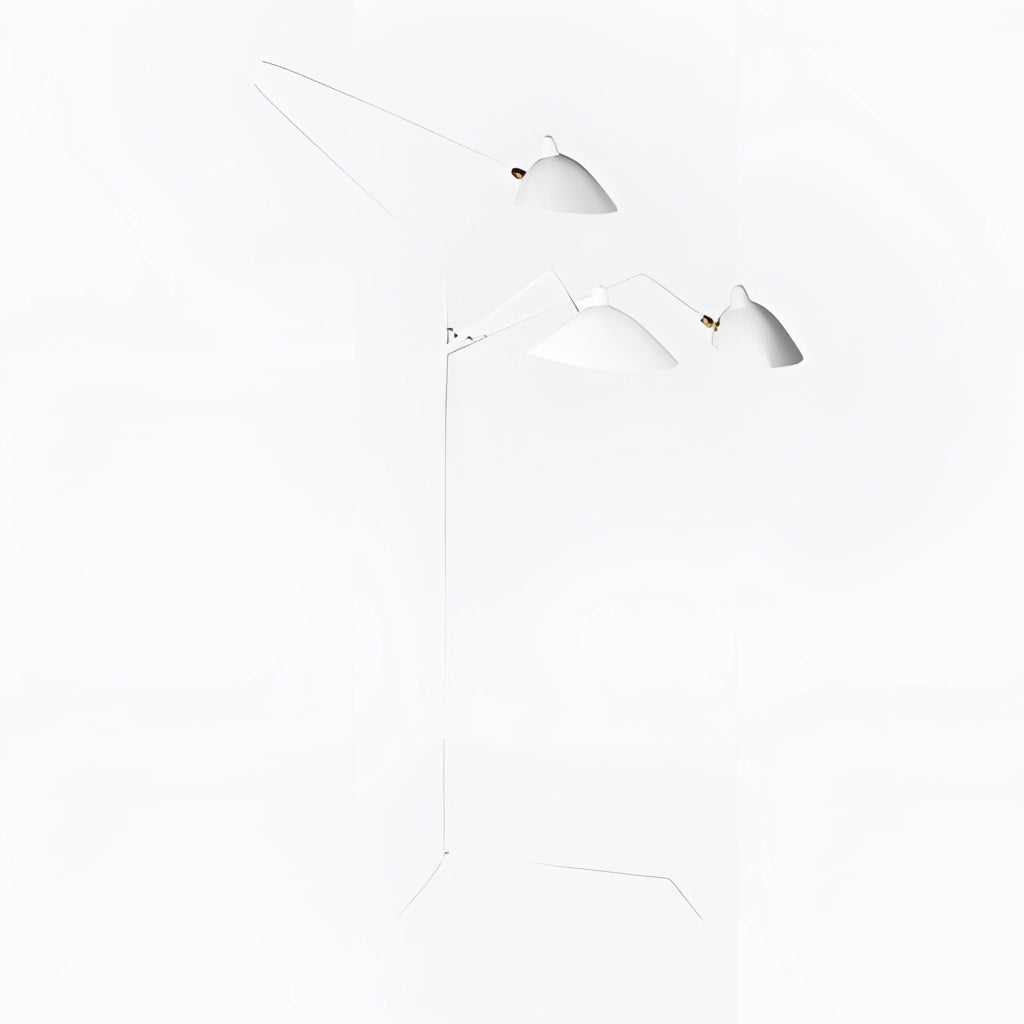 Floor Lamp with Tripod Base and Directional Light in White finish, standing on a floor.