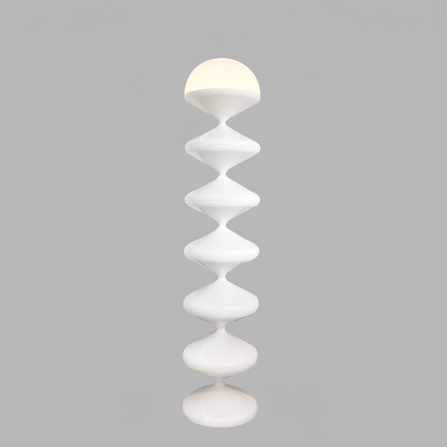 Modern elegant white floor lamp with twisted gourd design, measuring 9.4 inches in diameter and 47.2 inches in height, showcasing a symmetrical pattern and artistic style.