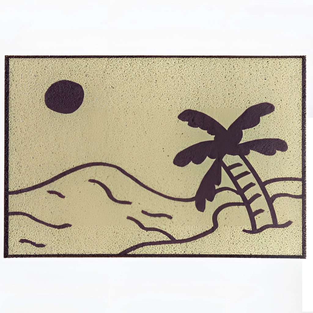 Large rectangular Indoor/Outdoor Tropical Aloha PVC Rug Mat featuring vibrant aloha-themed art with intricate patterns and illustrations.