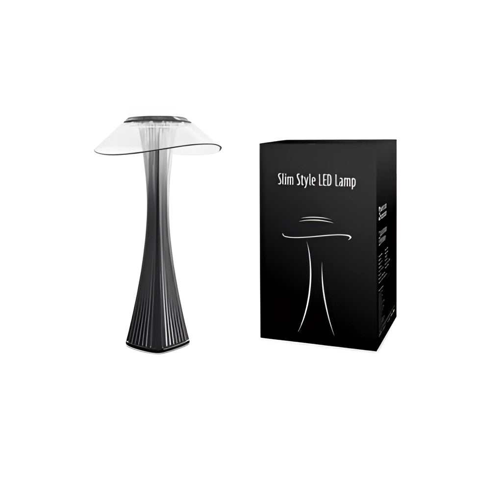 A diamond-shaped LED desk light with a crystal-like structure and a sleek, modern design.