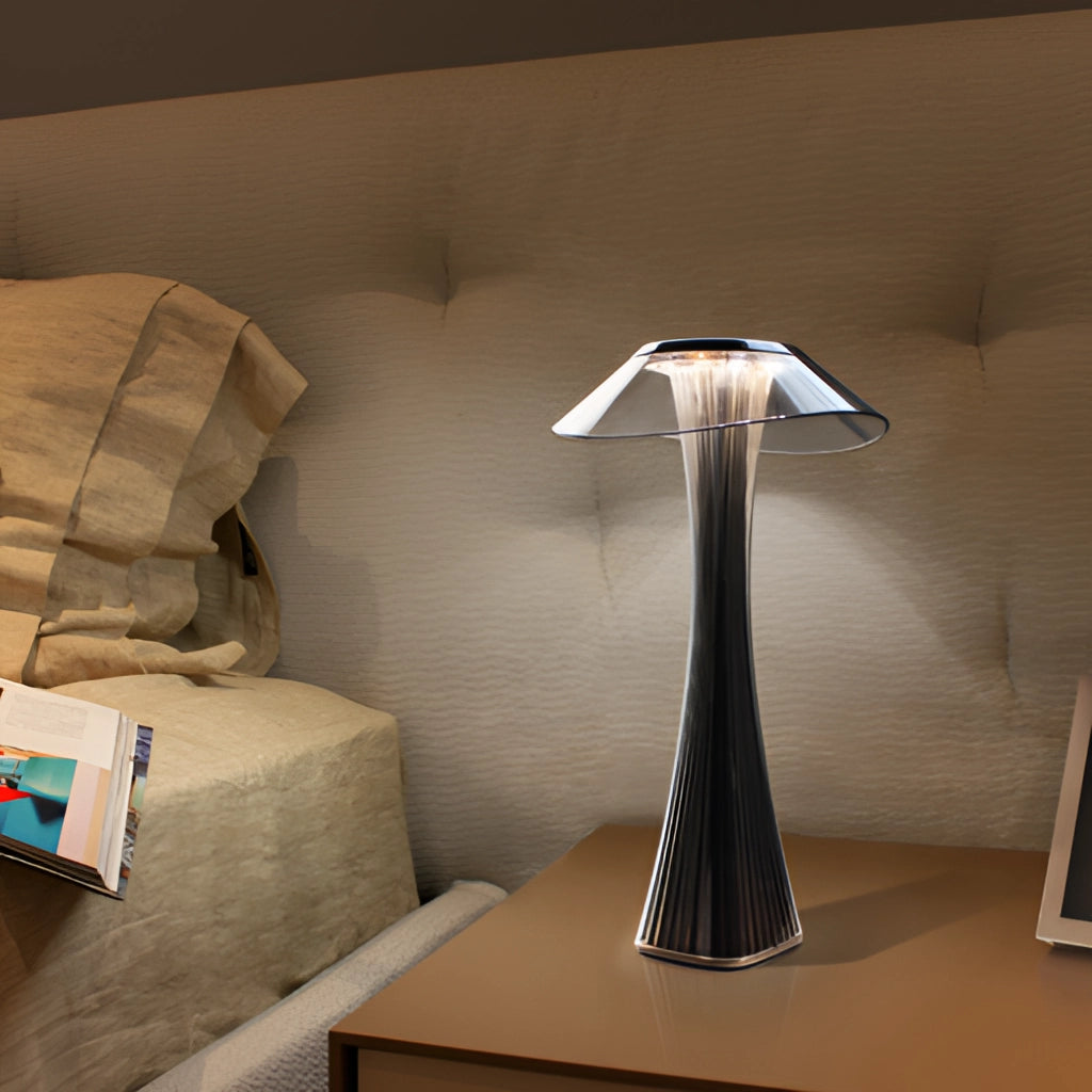 LED Diamond Desk Light - Crystal Lamp with wooden base and rectangular shade, providing comfortable lighting for interior design and art decor.