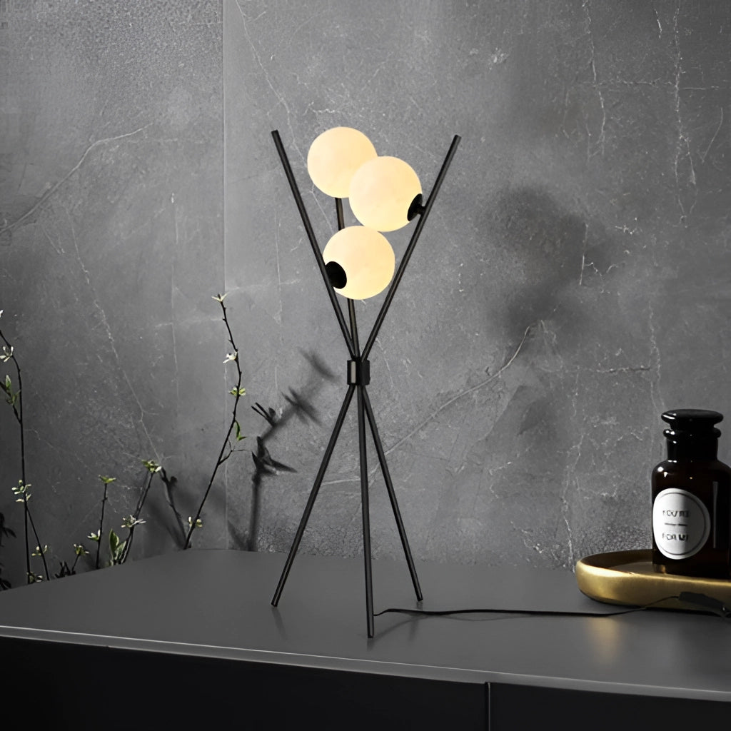 Modern LED Moonlamp Lighting for Living Room with Artistic Design and Plant Decor