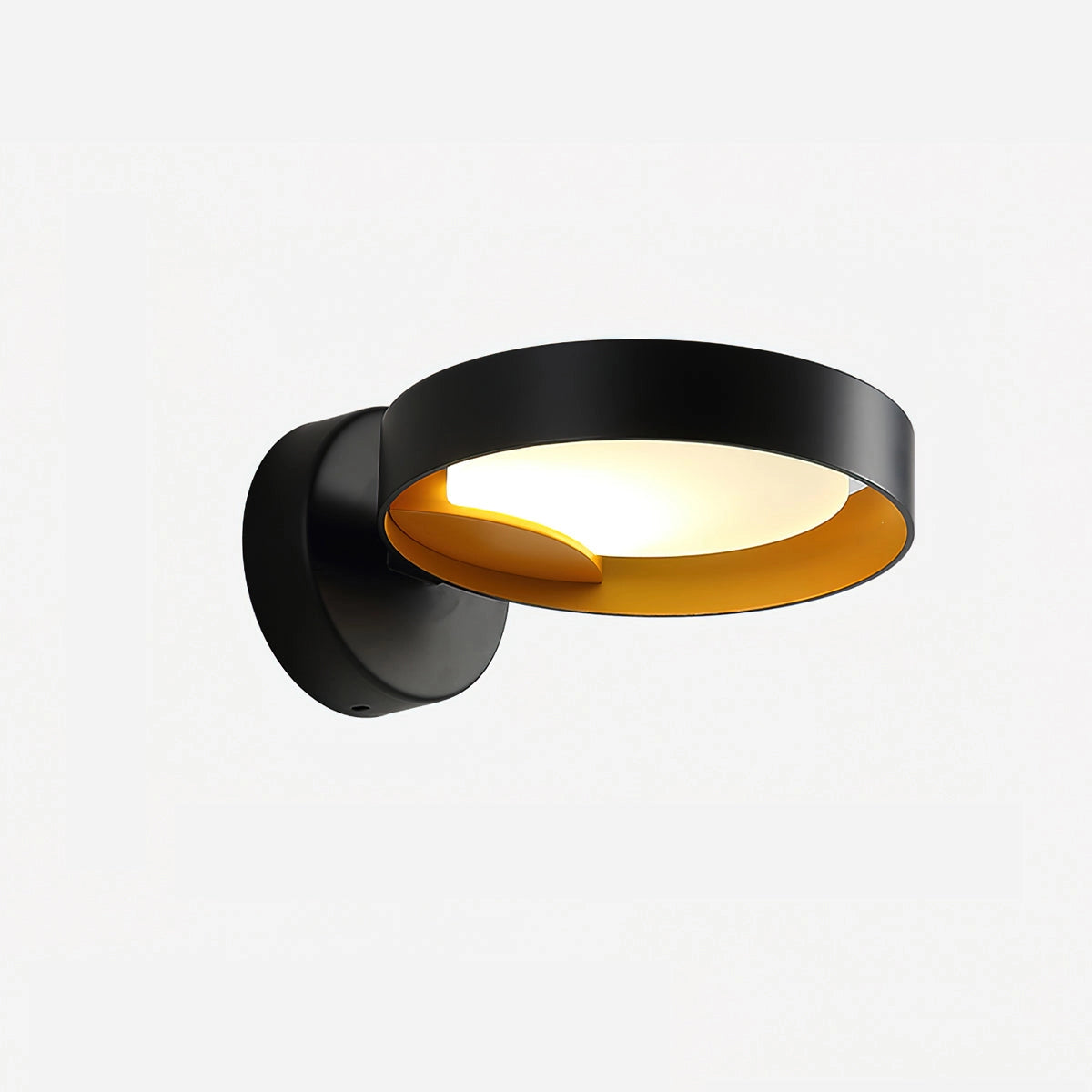LED wall light with artistic design featuring contemporary iron and acrylic materials, single head set of 2 in black and orange with cool light ambiance.