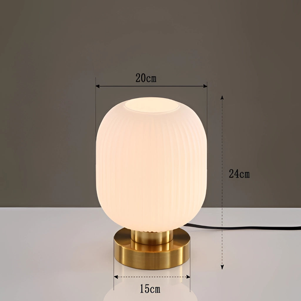 Luminescent Crystal Table Lamp in White, 20cm, featuring a glowing crystal structure, emitting soft light, and designed with a sleek circular base.