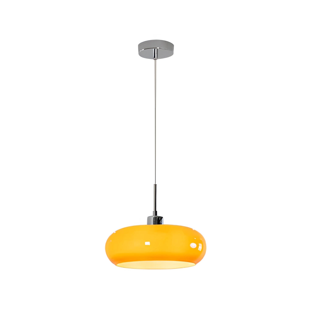 Luxury Modern Style Chandeliers with LED Bulbs - Jaxon Glass Pendant Light hanging from ceiling, featuring sleek rectangular and circular glass design elements, illuminated with bright LED bulbs.