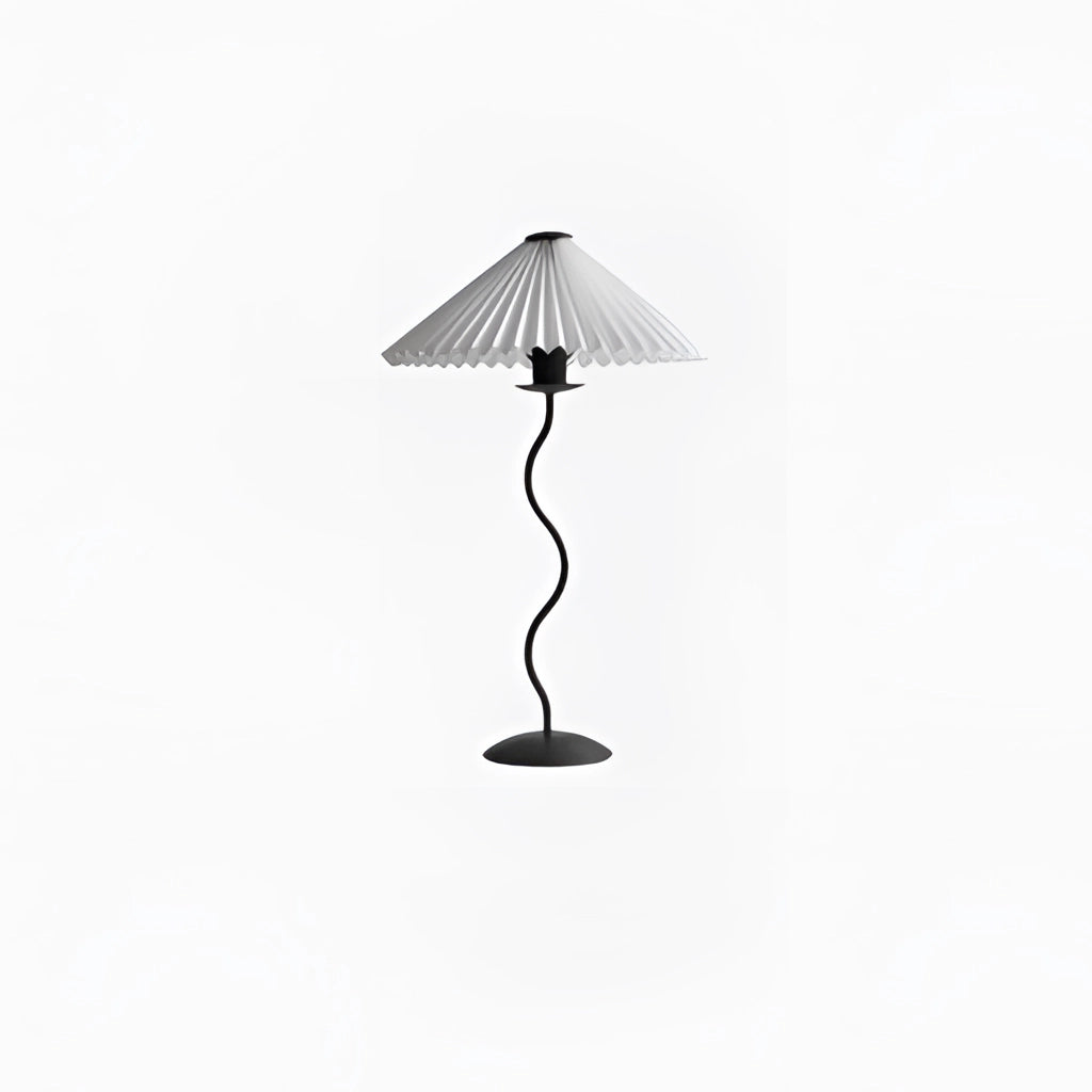 White Metal Textile Curved Pleated Table Lamp with Pleated Shade