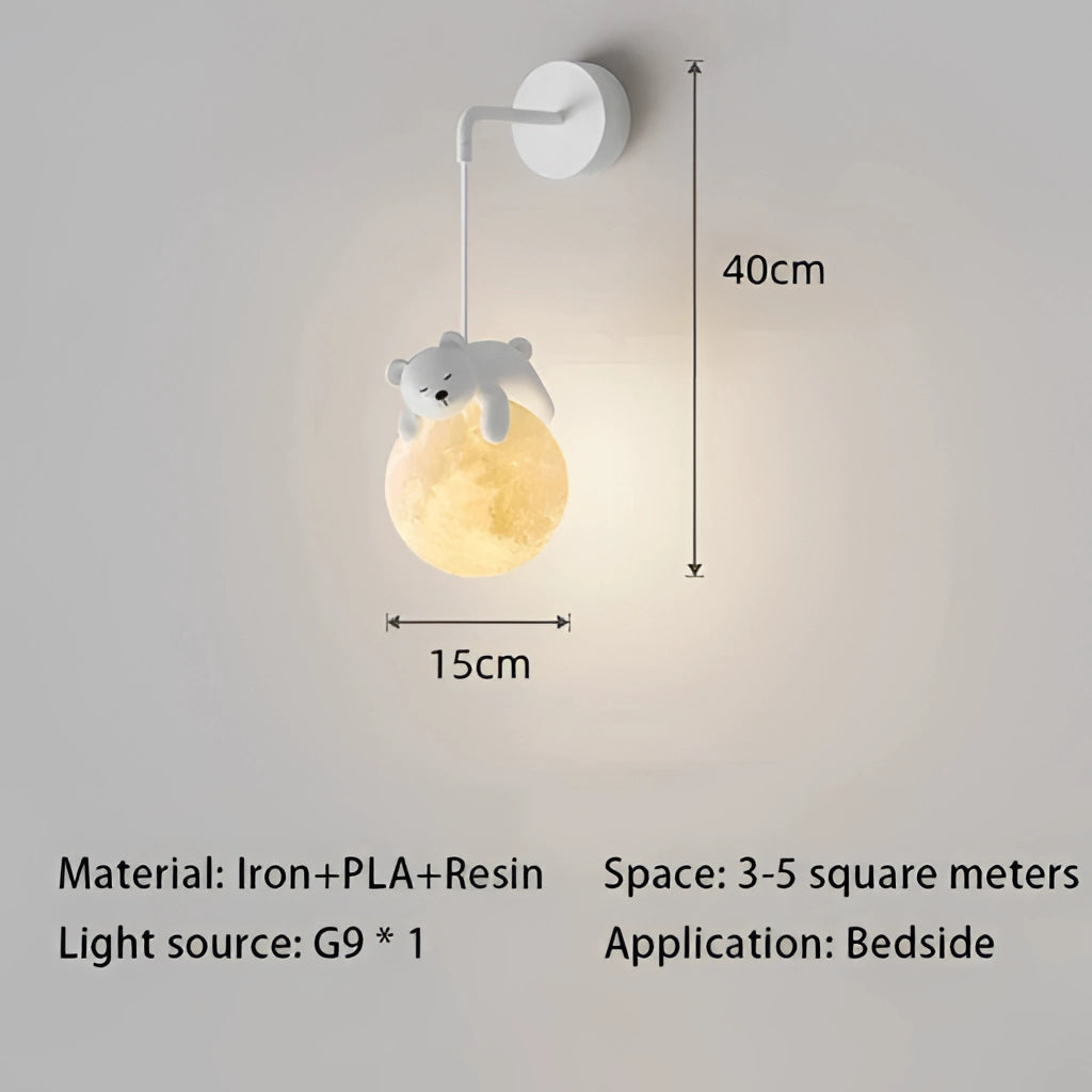Modern Nordic style bear-shaped wall light with neutral 4000K LED bulbs.