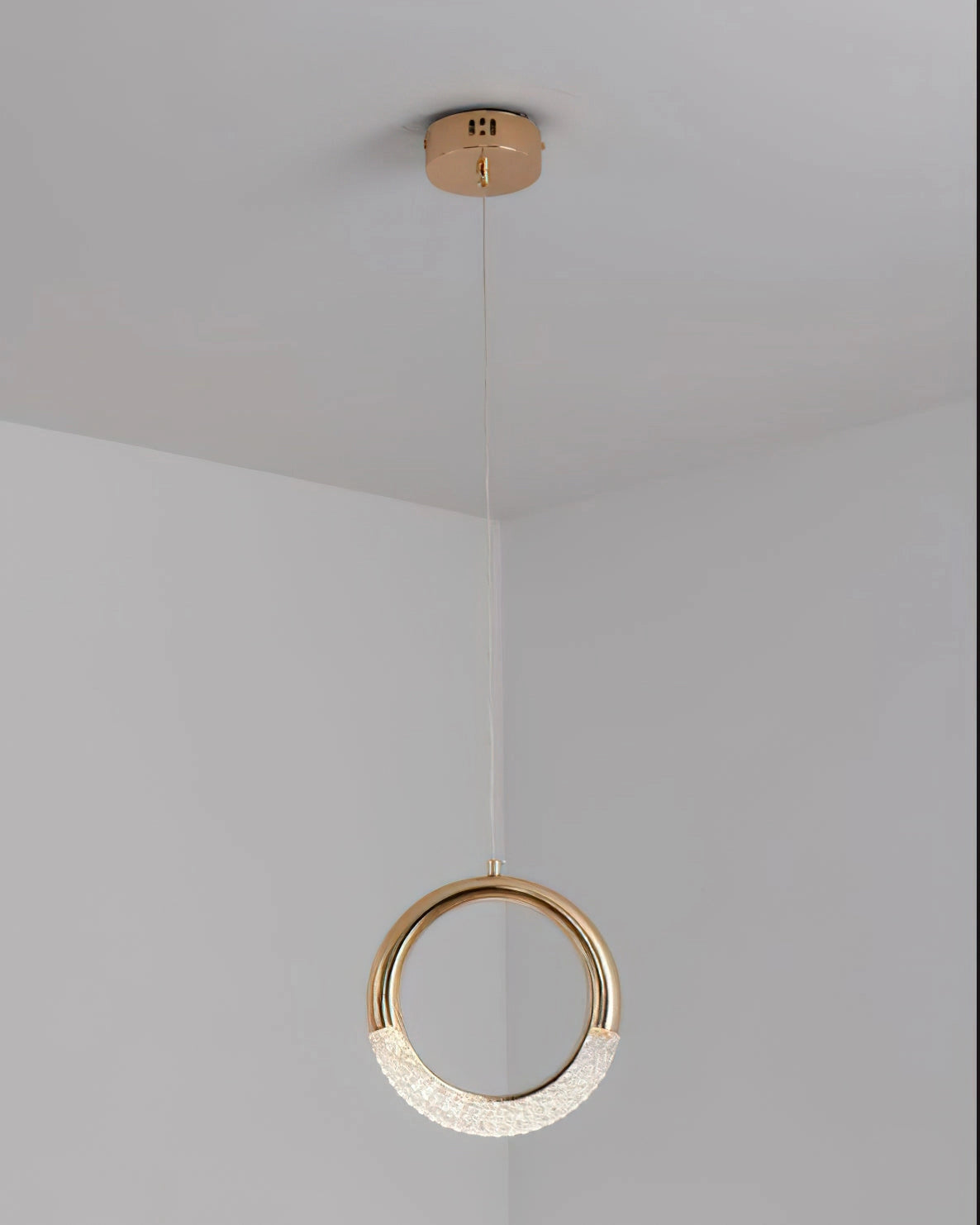 Modern Pendant Lamp Dante in Beige Wood with Circular and Rectangular Design, Suspended as a Ceiling Fixture.