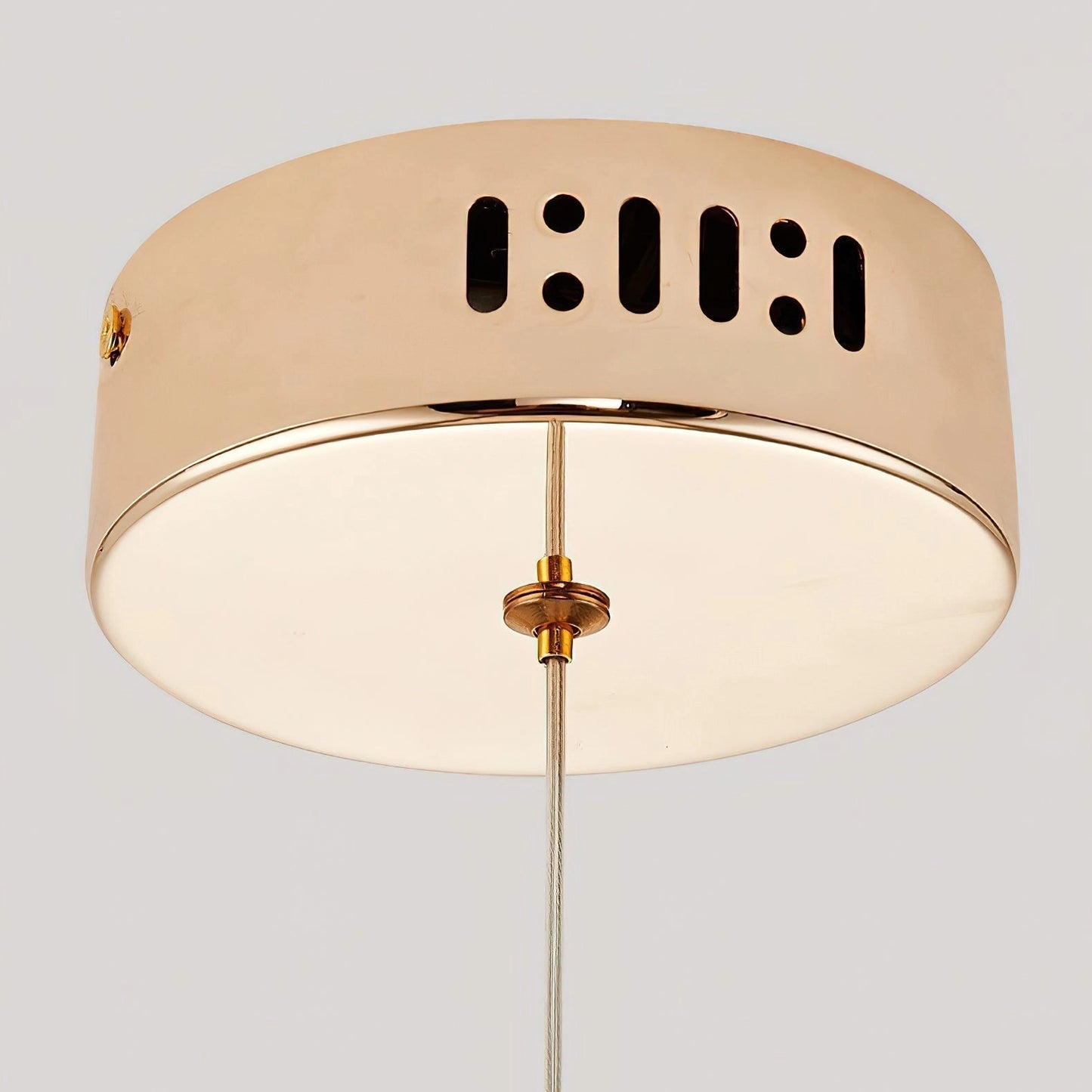 Modern Pendant Lamp Dante with circular and rectangular metal lampshades, ceiling-mounted light fixture.
