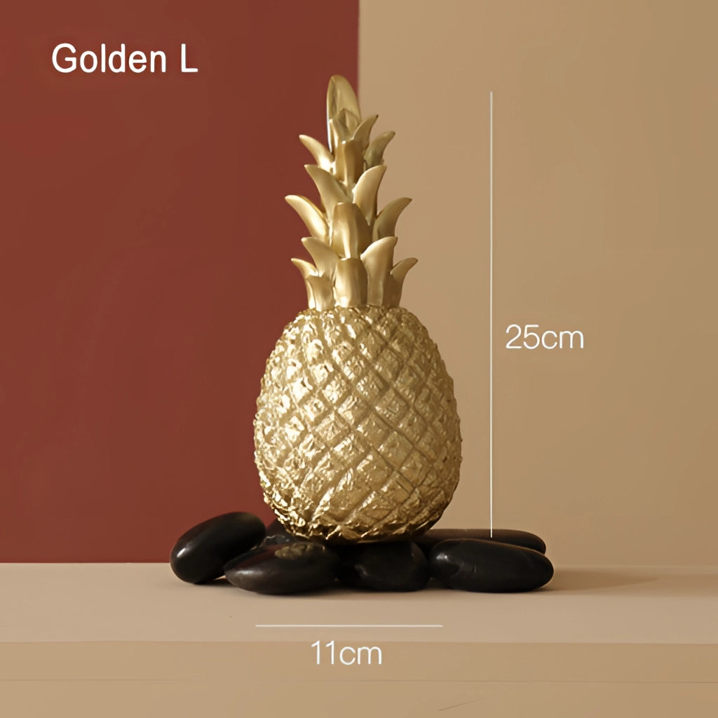 Golden pineapple-shaped resin ornament in large size, ideal for Nordic home decor.