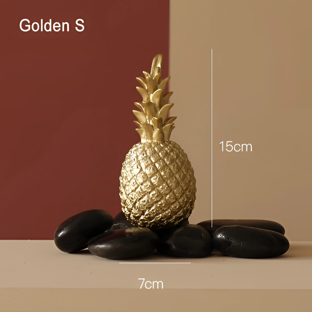 Golden pineapple-shaped resin ornament for Nordic home decor, small size.