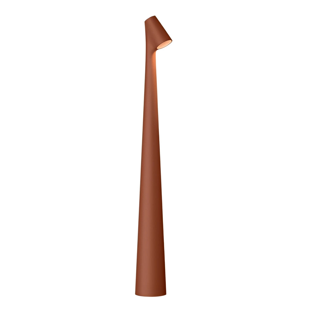 Portable Rechargeable LED Table Lamp in red, 450mm in height, with aluminum construction and three light intensities, featuring a sleek, modern design.