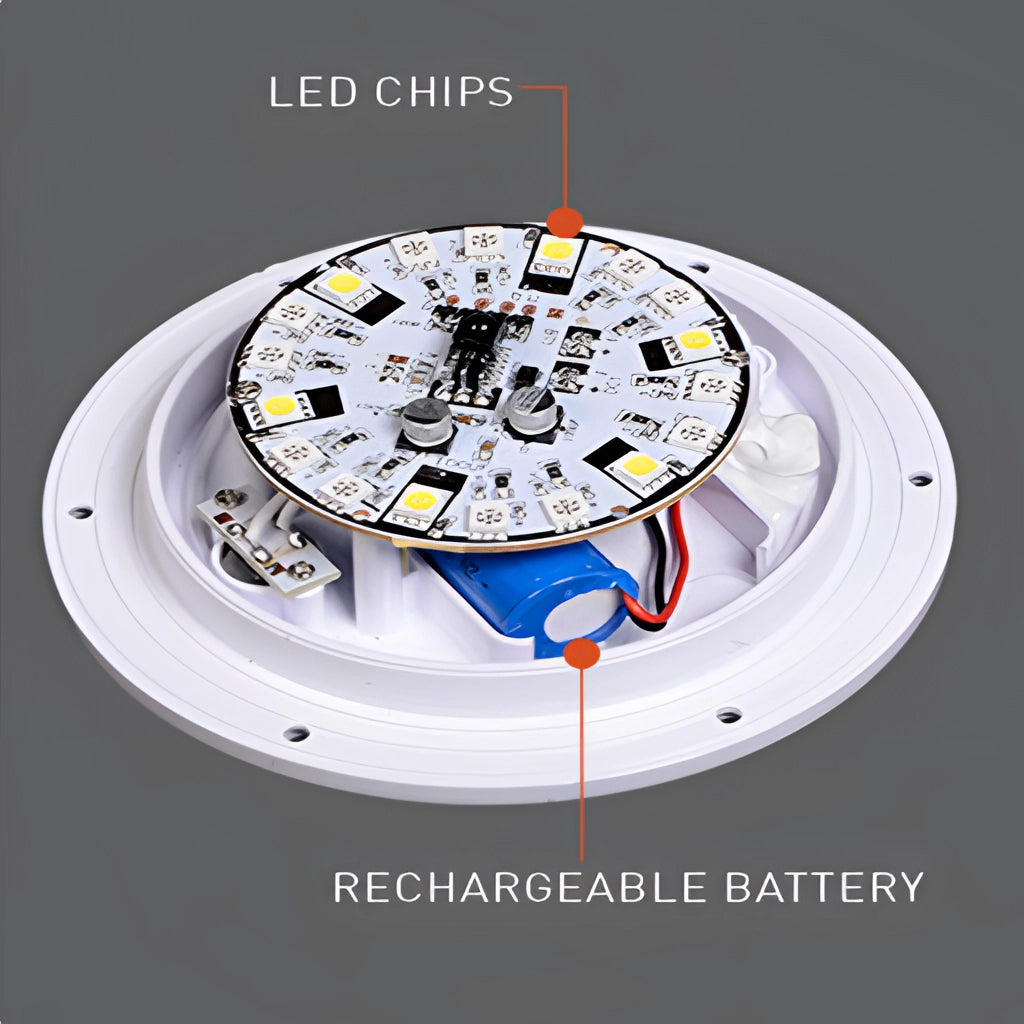 Rechargeable cordless LED moon table lamp with 16 color options, featuring a spherical design and placed on a wooden stand.
