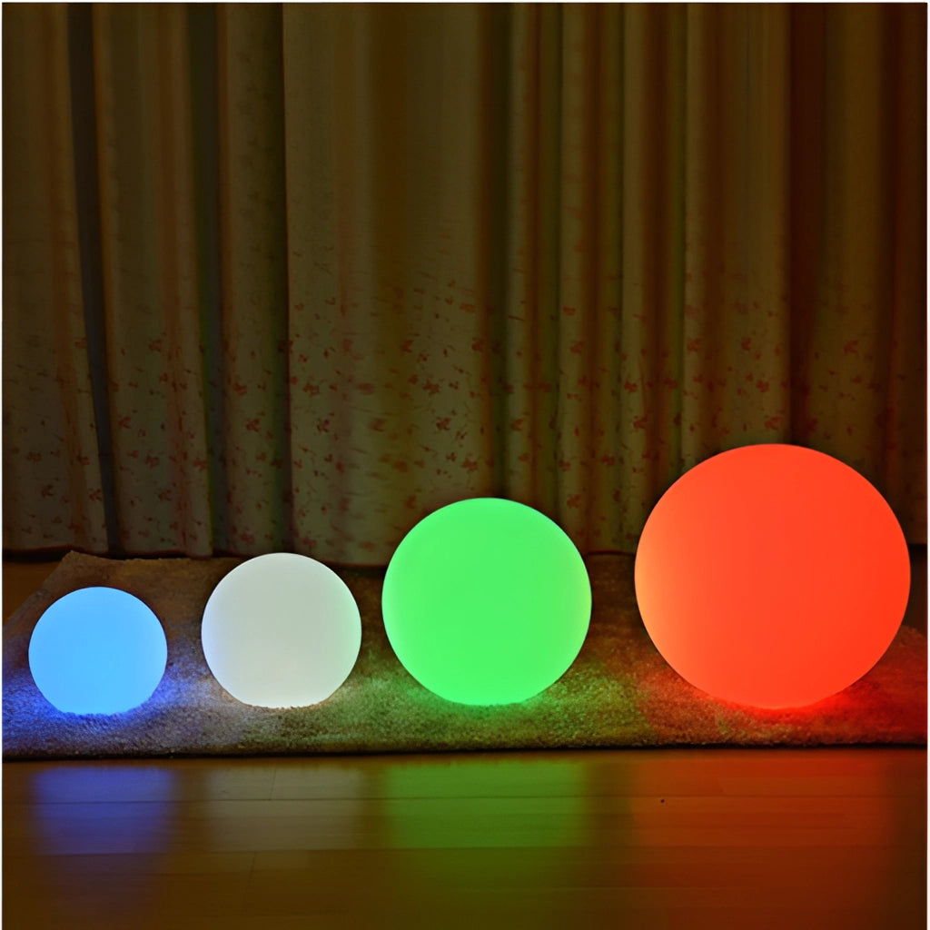 Rechargeable Cordless LED Moon Table Lamp with 16 Color Options on a wooden base.