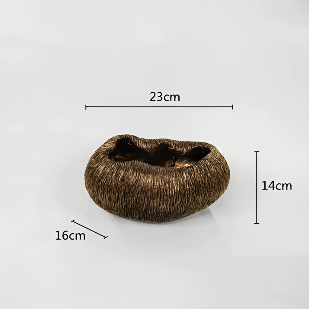 Nature-inspired resin decorative bowl featuring intricate designs resembling natural elements and artful illustrations.
