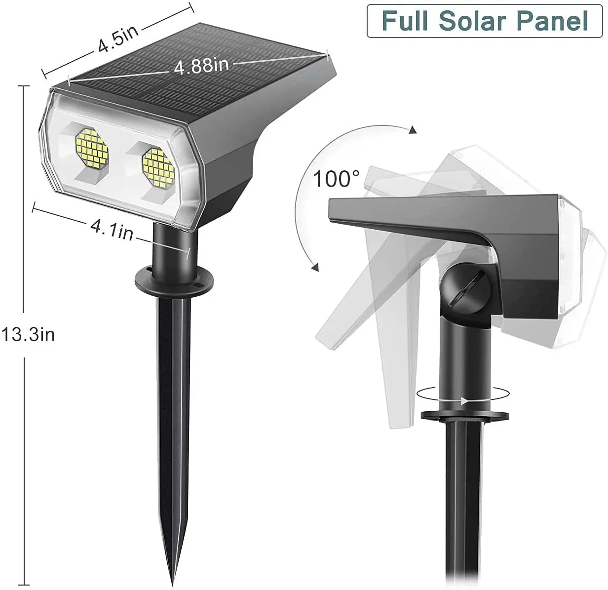 Solar Landscape Spotlights - IP65 Waterproof, RGB/White, Long Battery Life Outdoor Lights with Adjustable Angles and Solar Panels