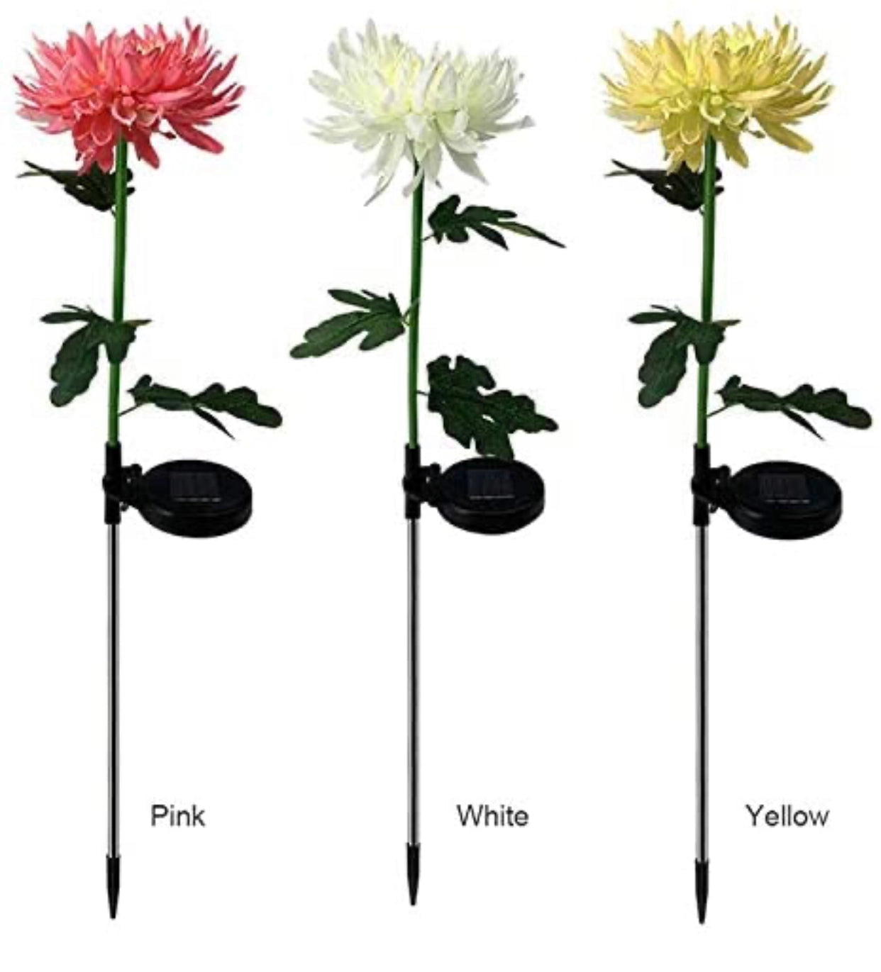 Solar LED Crown Imperial Flower Lights illuminating a vibrant garden with delicate petals and lush green leaves.