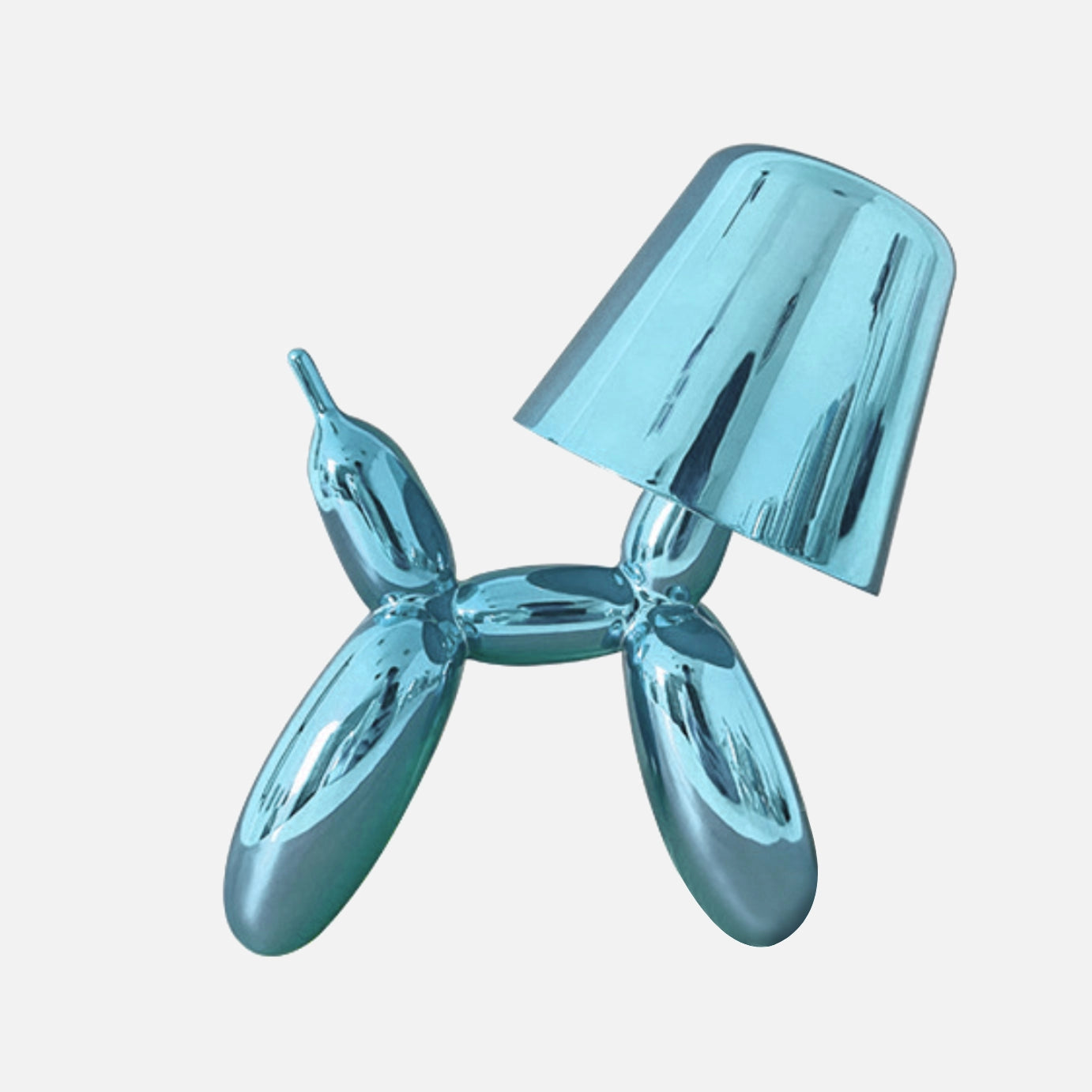 Aqua crystal table lamp with touch-sensitive dimmable feature and balloon dog design.