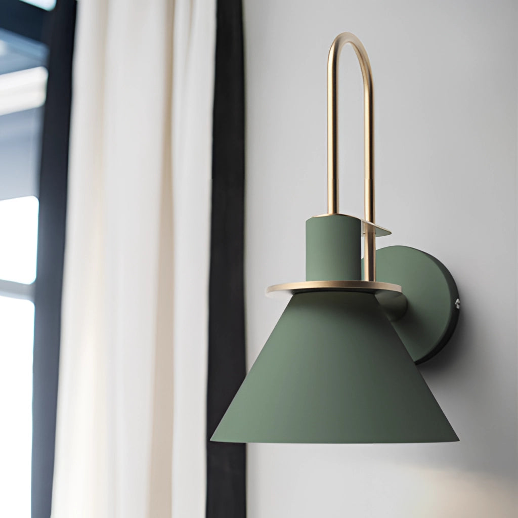 Elegant retro design wall light with a matt green finish, featuring a rectangular wooden base and metal accents, suitable for interior use as a ceiling fixture.