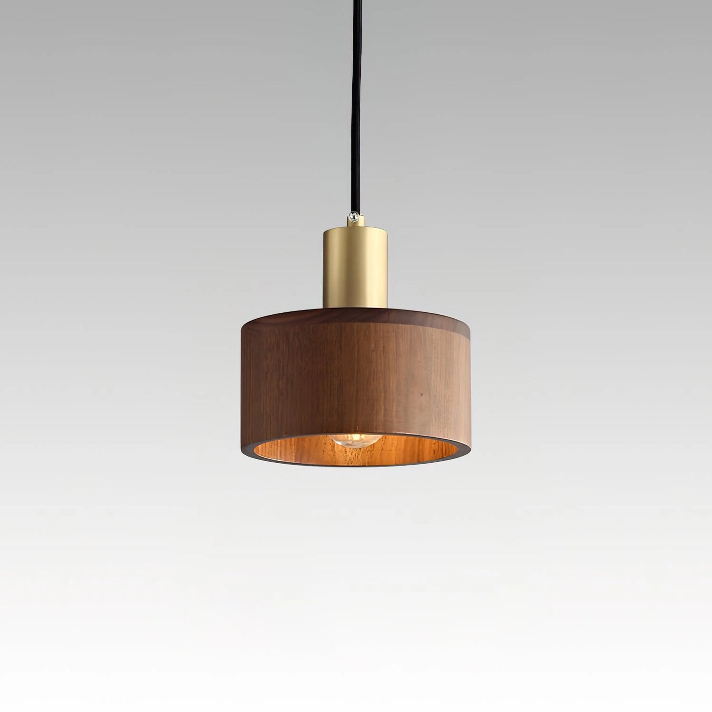 A black walnut pendant lamp with a rectangular shape, featuring a Japanese woodworking design, mounted as a ceiling fixture.