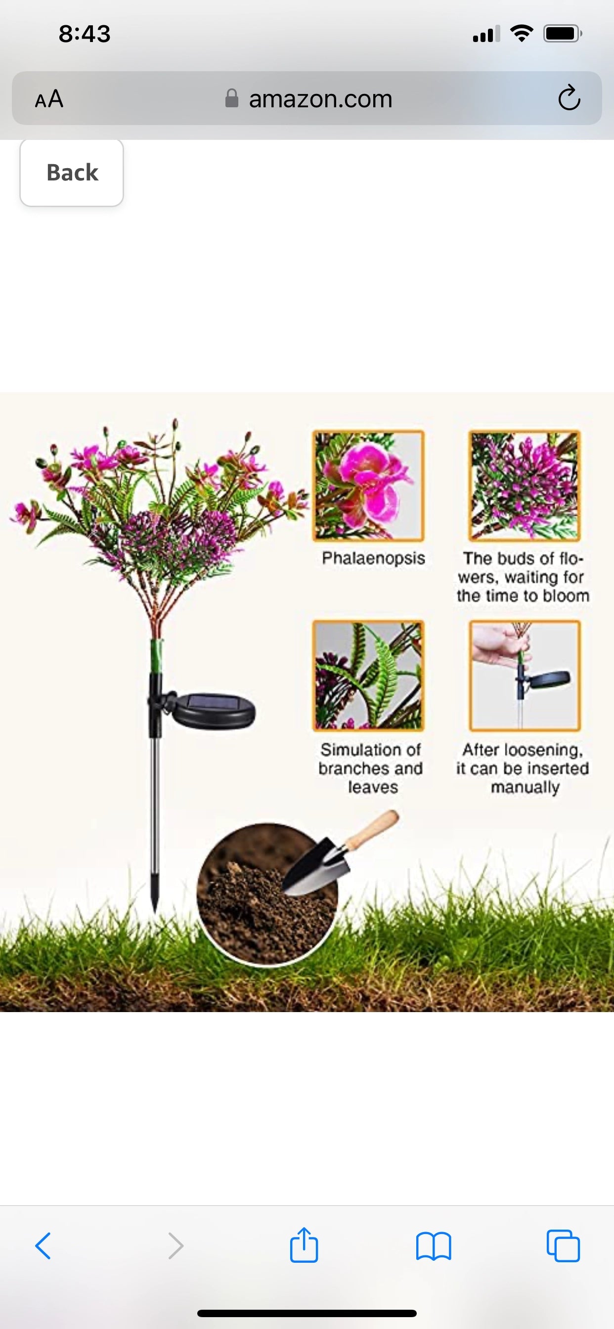 Waterproof Solar Phalaenopsis LED Flower Lights in a garden setting with vibrant magenta flowers, green leaves, and a decorative flowerpot.