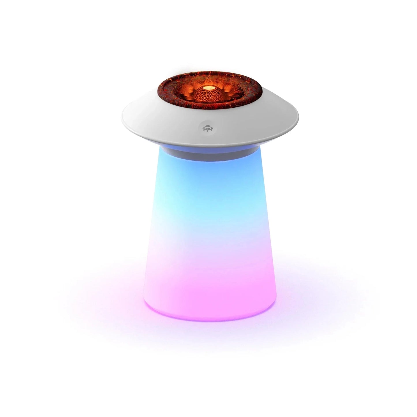 White 760ml USB Rechargeable Ultrasonic Mist Maker for Interior Lamp, cylindrical design with water mist feature.