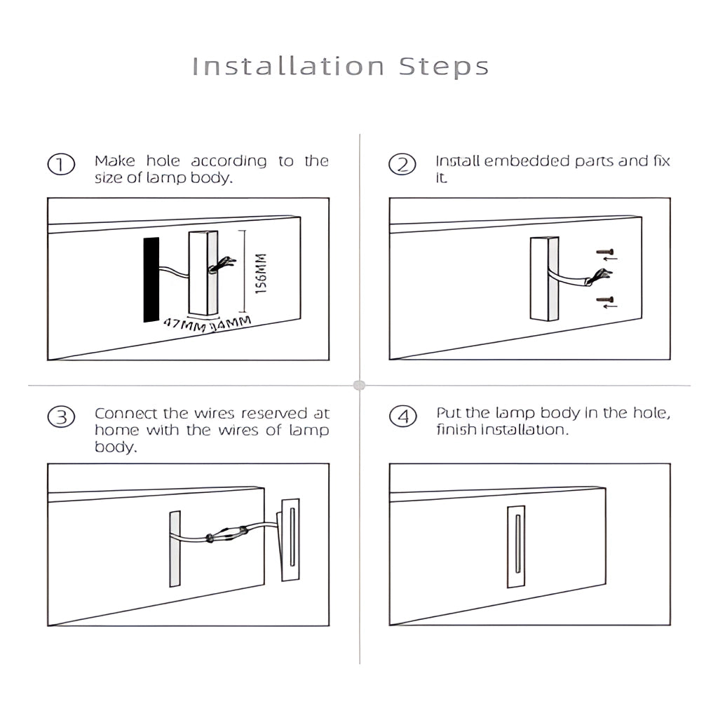 Modern ambient glow wall light in black, white, and light grey, rectangular design, suitable for indoor and outdoor use, waterproof, aluminum construction, IP65 rated.