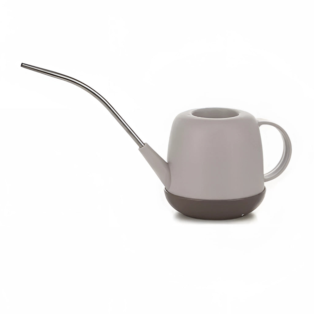 Modern and functional khaki garden watering can with a sleek design, ideal for outdoor use.