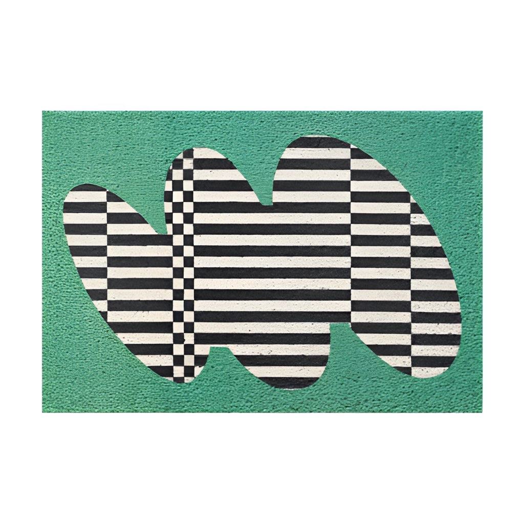 Back to the Future Inspired Geometric Entrance Doormat with Stripes featuring a rectangular shape and a stylish pattern.