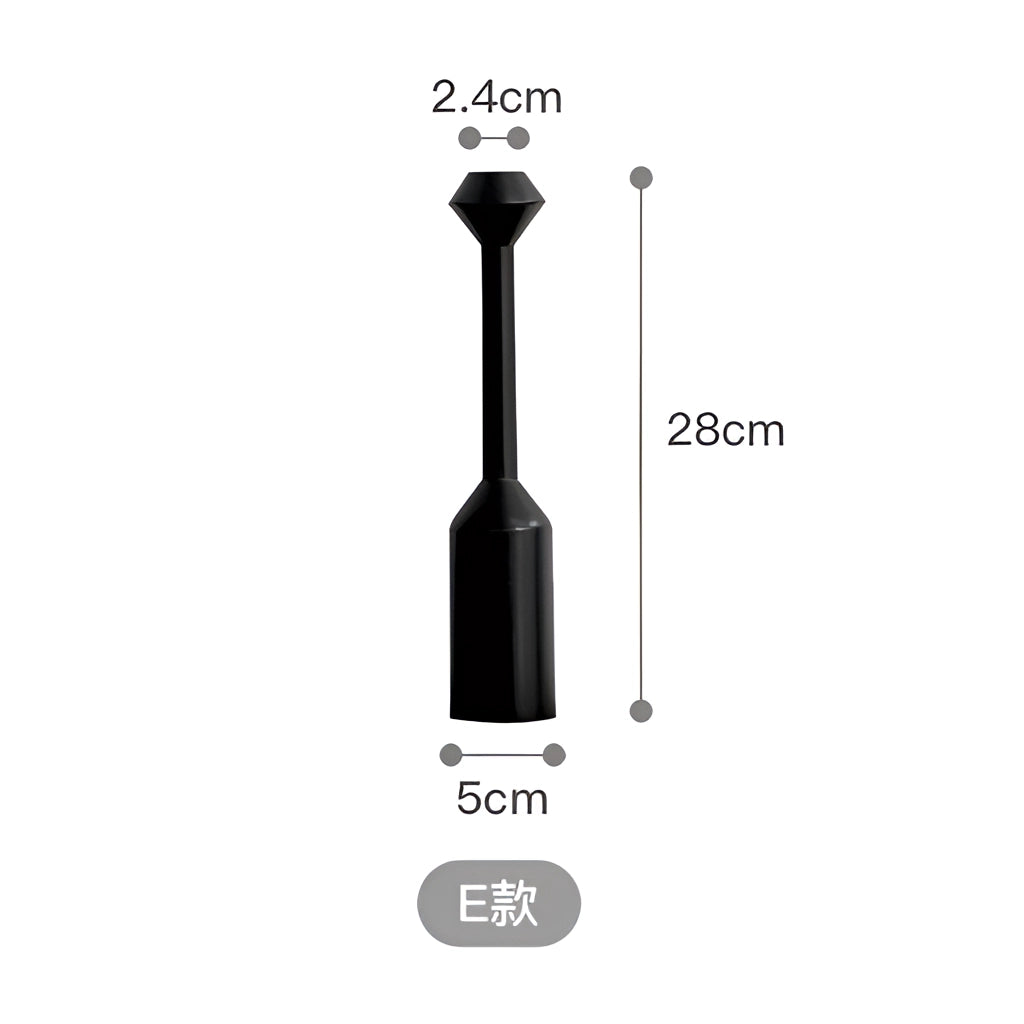 A set of black wooden candle holders, 28cm in height, elegantly designed for home decor.