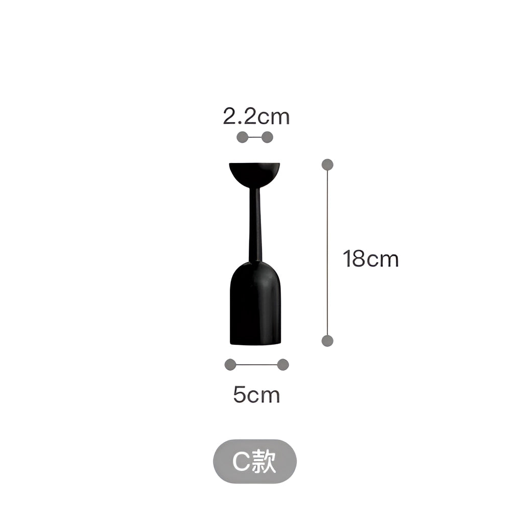 Black wooden candle holder set for home decor, 18cm in height, featuring sleek and elegant design suitable for various interior styles.