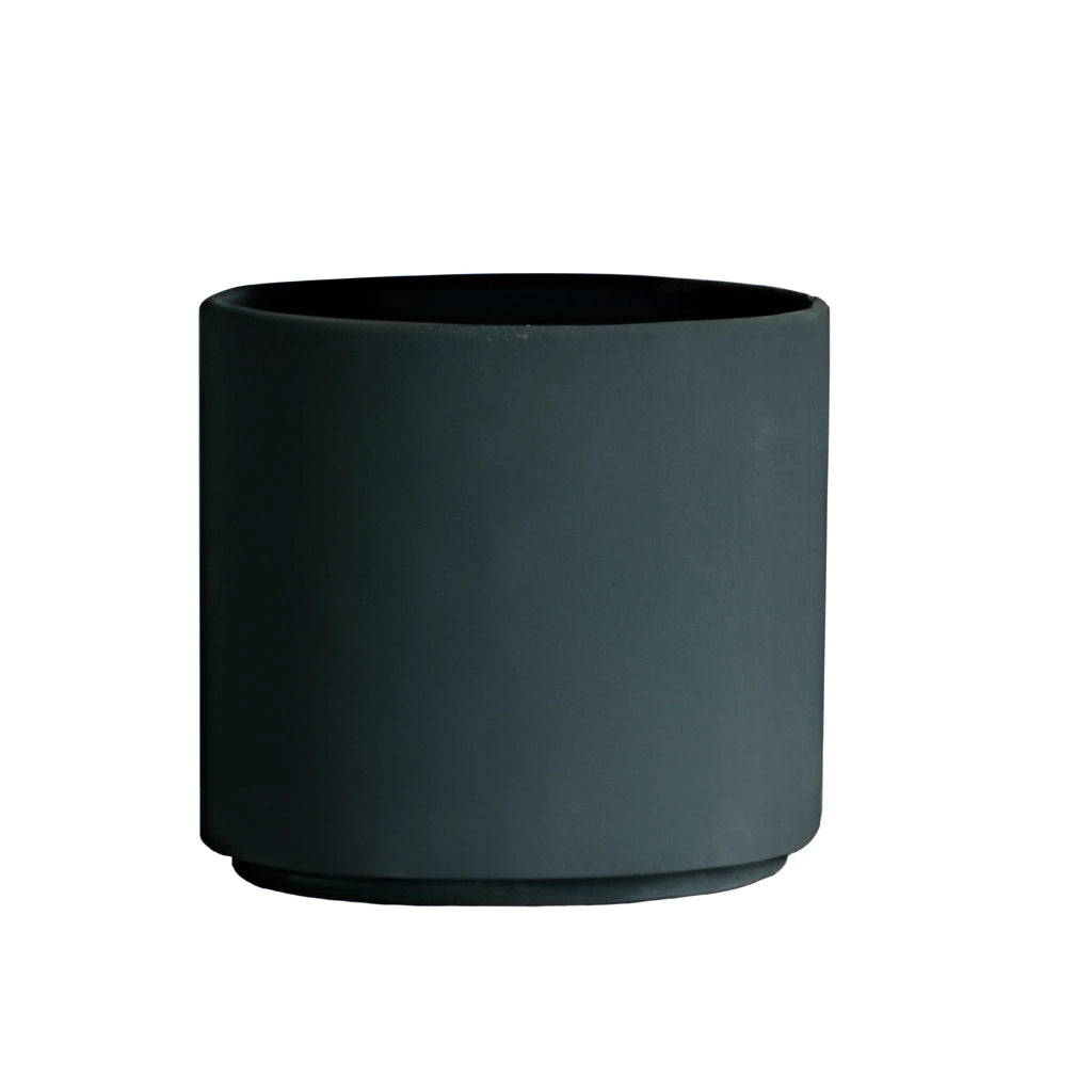 Bright Porcelain Stackable Flowerpot Planters in Evergreen color, featuring a sleek cylindrical shape and a vibrant electric blue finish, arranged in a stacked display.