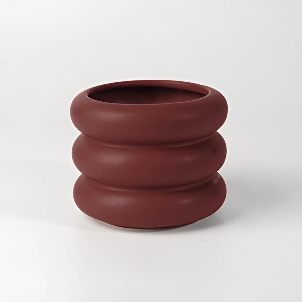 Ceramic round bubble glass planter vase featuring an ox design, medium size, suitable for use as a flowerpot or decorative tableware piece.