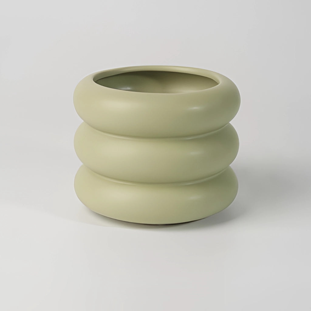 Light green medium-sized ceramic round Bubble Glass Planter Vase with a smooth finish and contemporary design.