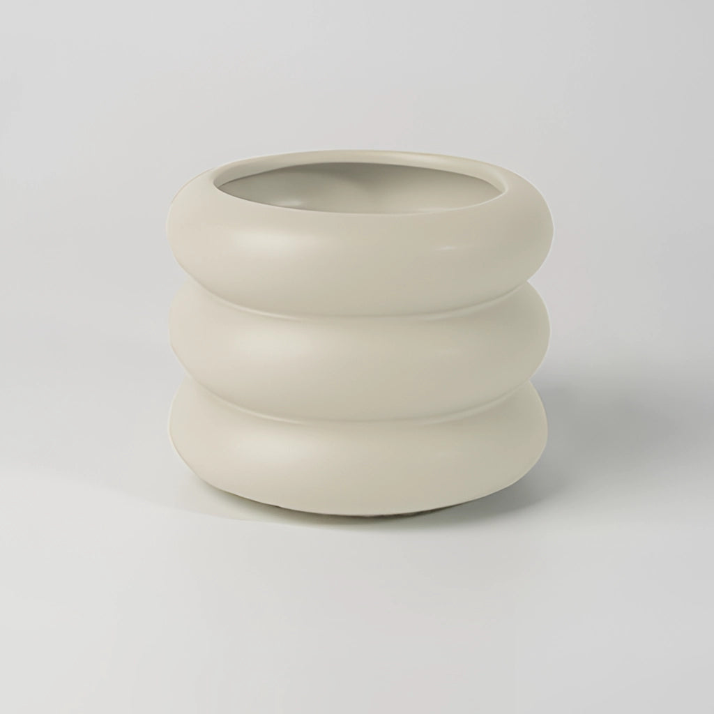 Ceramic Bubble Glass Planter Vase in Shell/M size, round design with a smooth, glossy finish.