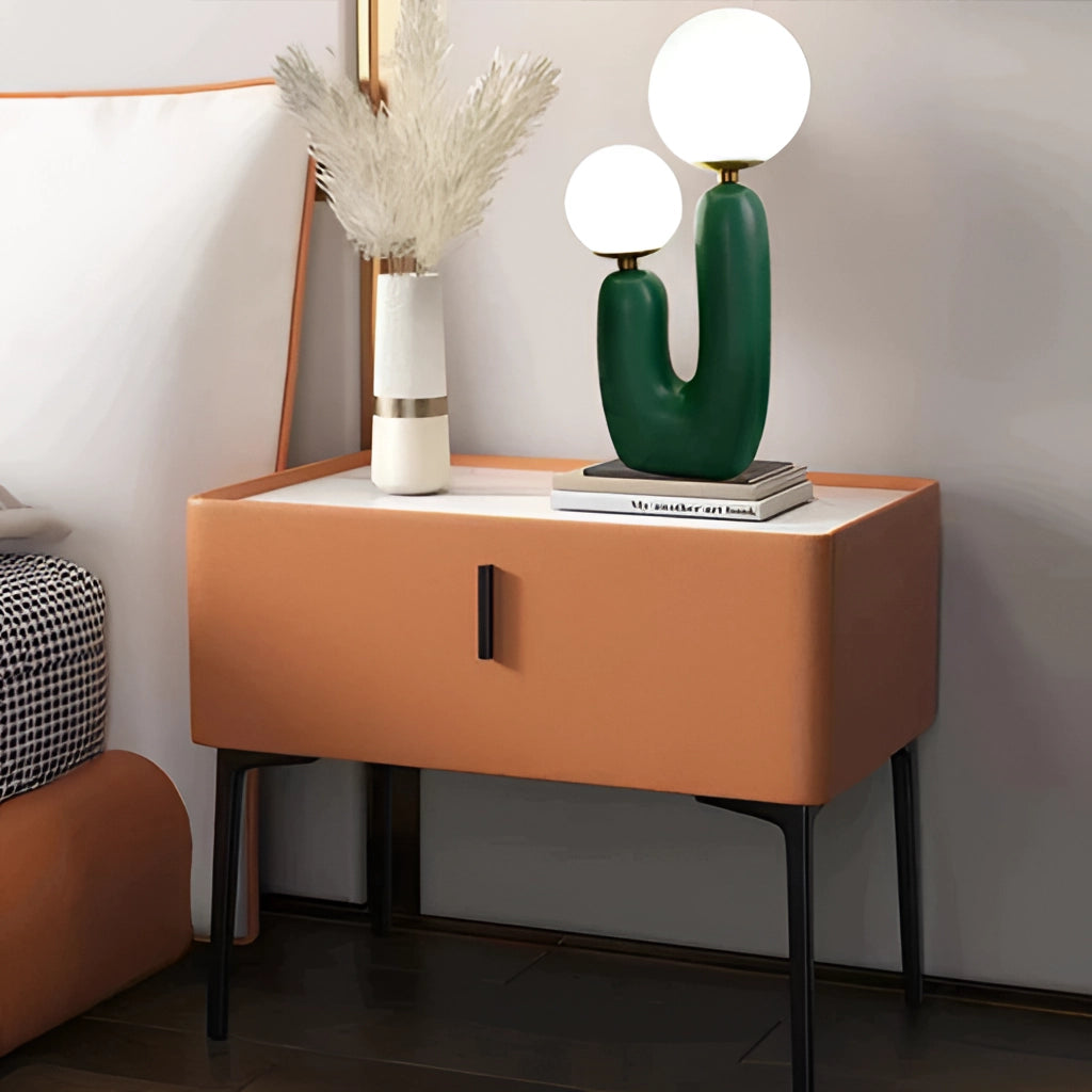 Cactus Design Table Lamp with Milk Glass Globes and LED Innovation on a wooden table in a modern interior setting.