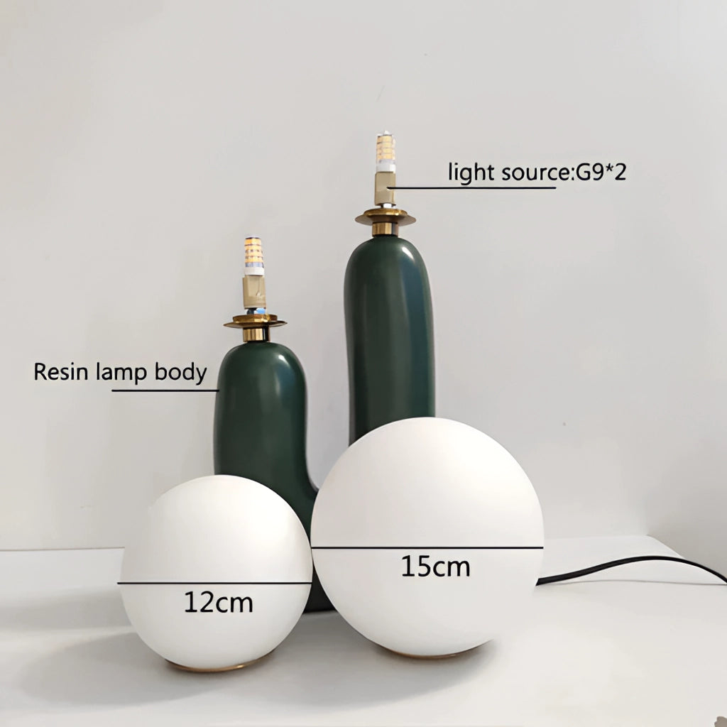 Cactus design table lamp featuring milk glass globes, LED lights, and a combination of wood and metal elements.