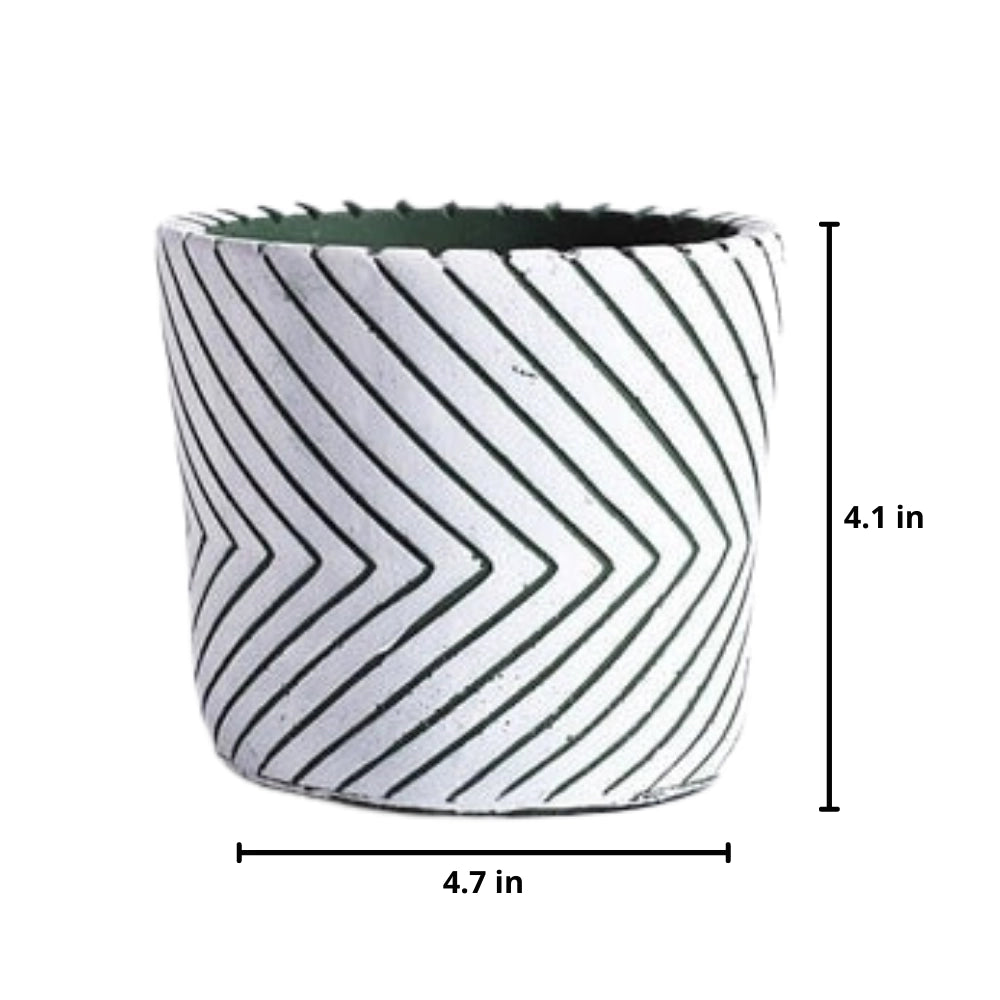 White Ceramic Hand-Painted Planter with Textured Designs featuring a rectangular shape and intricate patterns.