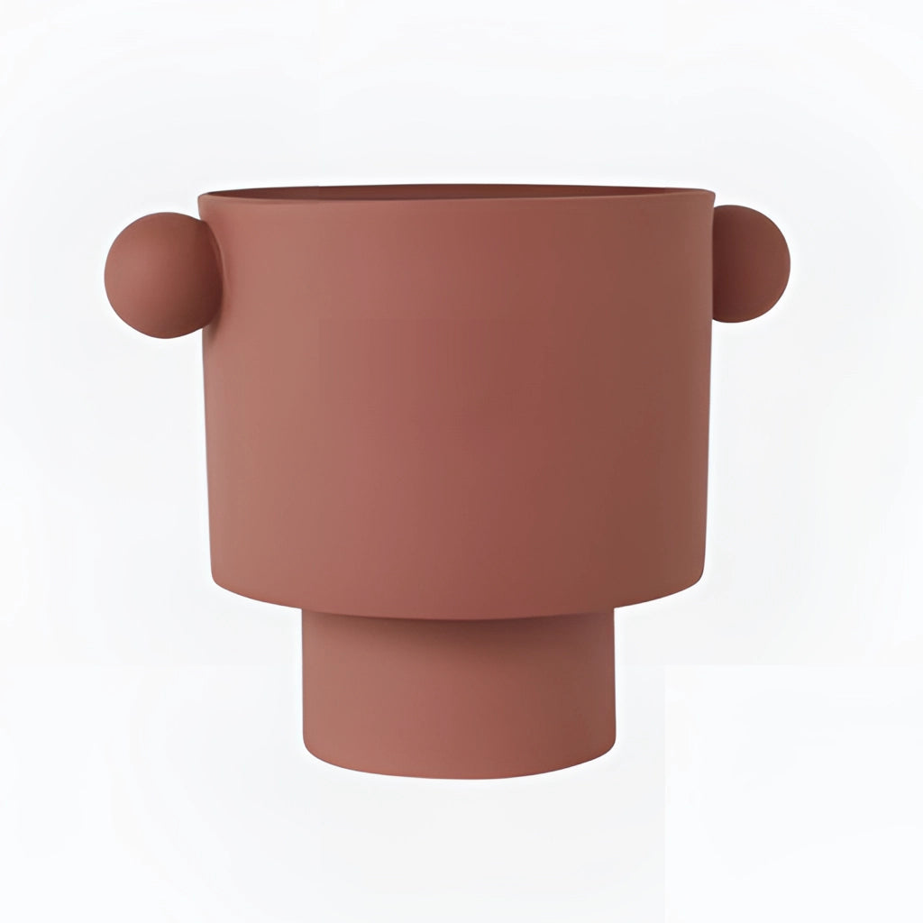 Large hand-molded ceramic vase in earthy cinnamon tones with a Scandinavian design.