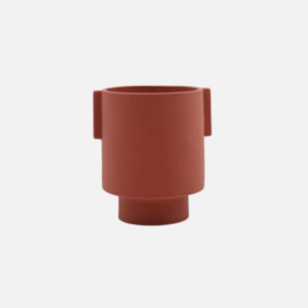 Hand-molded medium ceramic vase in earthy cinnamon tones with a Scandinavian design.