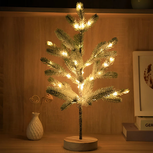 Christmas Tree Night Light - LED holiday decoration featuring a small, illuminated Christmas tree adorned with ornaments, perfect for festive interior design.