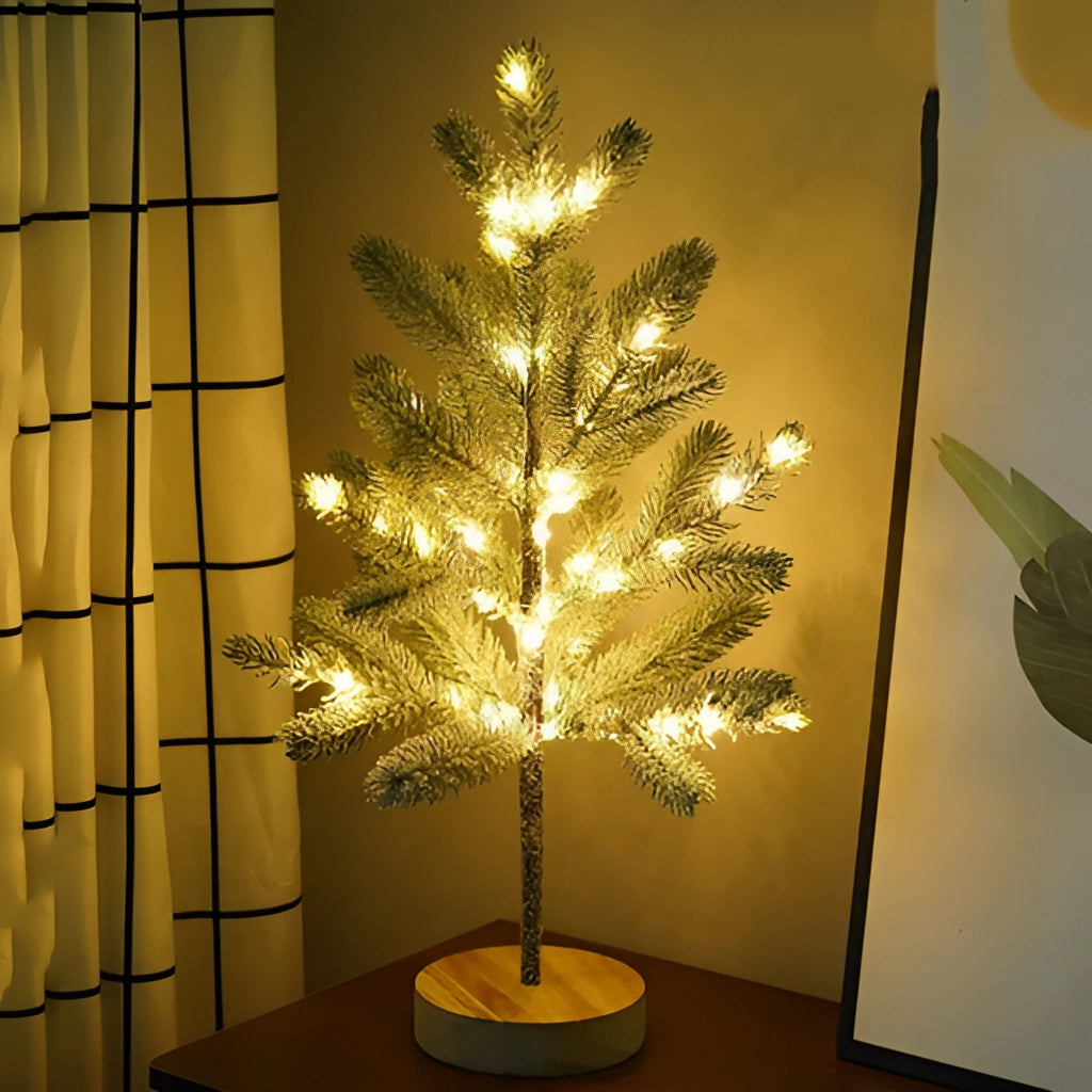 A decorative LED Christmas tree night light featuring a festive tree adorned with ornaments, adding a warm holiday glow to any interior space.