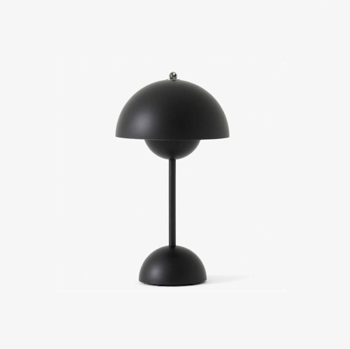 Matte black cordless flowerpot table lamp with touch sensor, featuring a sleek cylindrical design and long battery life.