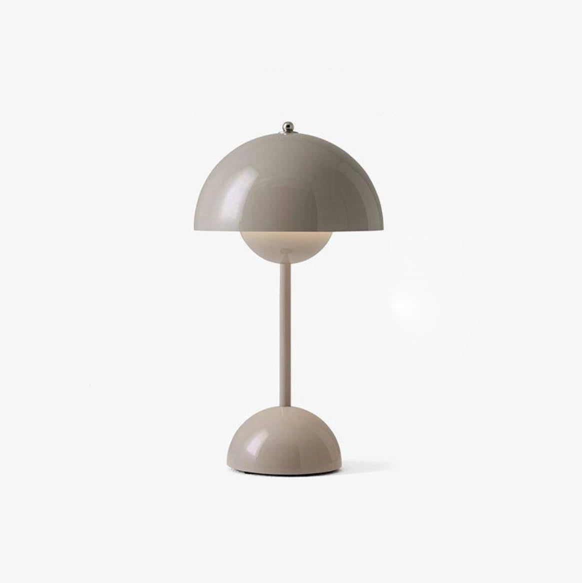 Cordless gray flowerpot table lamp with touch sensor and long battery life, featuring a circular design and integrated plant holder.