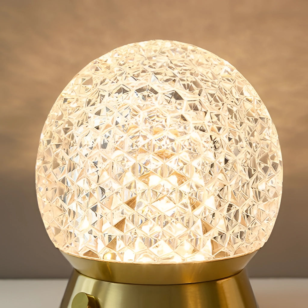 Modern cordless rechargeable table lamp with LED dimmable light, featuring a sleek design and wooden accents.