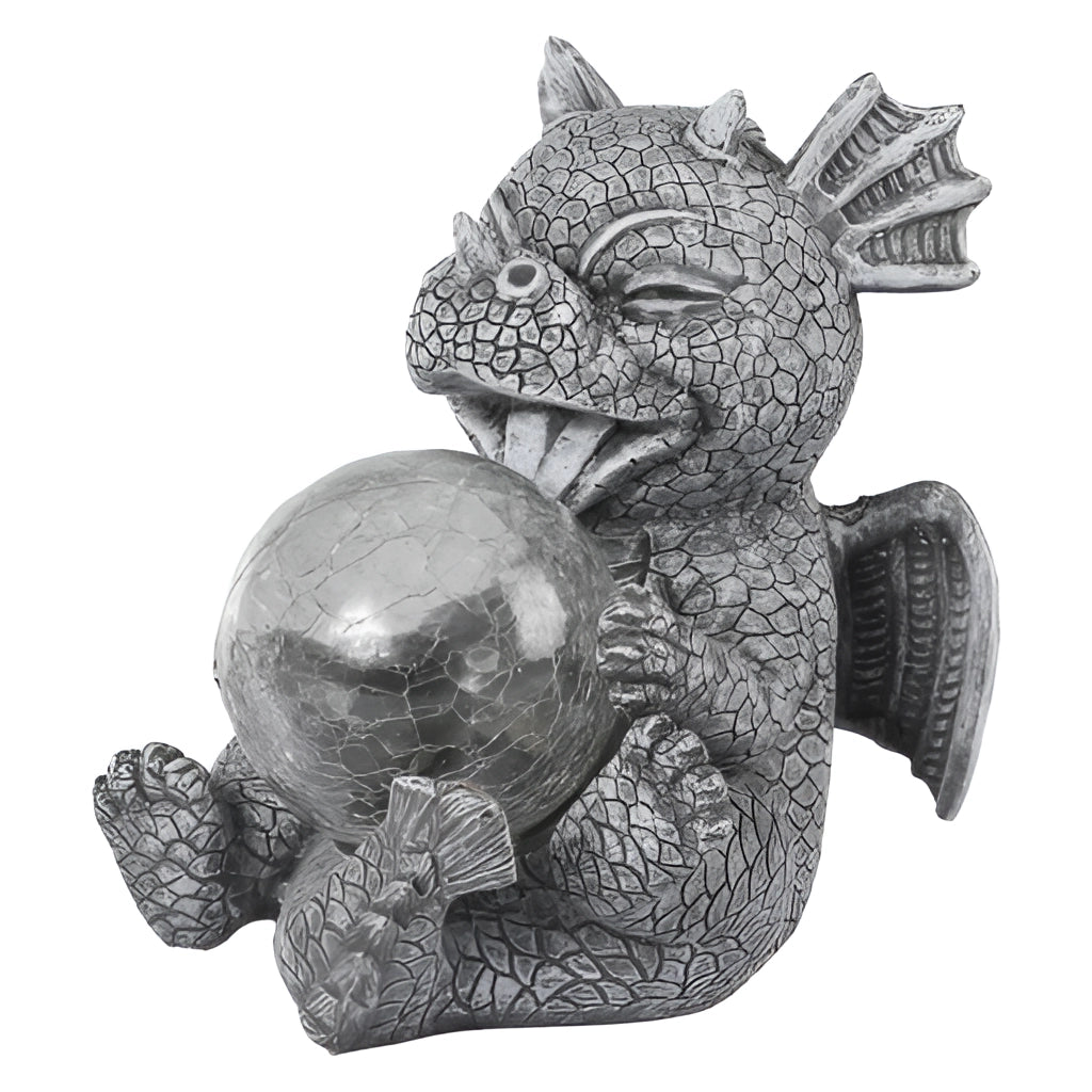A Dragon Shaped LED Table Lamp with intricate metal detailing, resembling a sculpture or artifact.