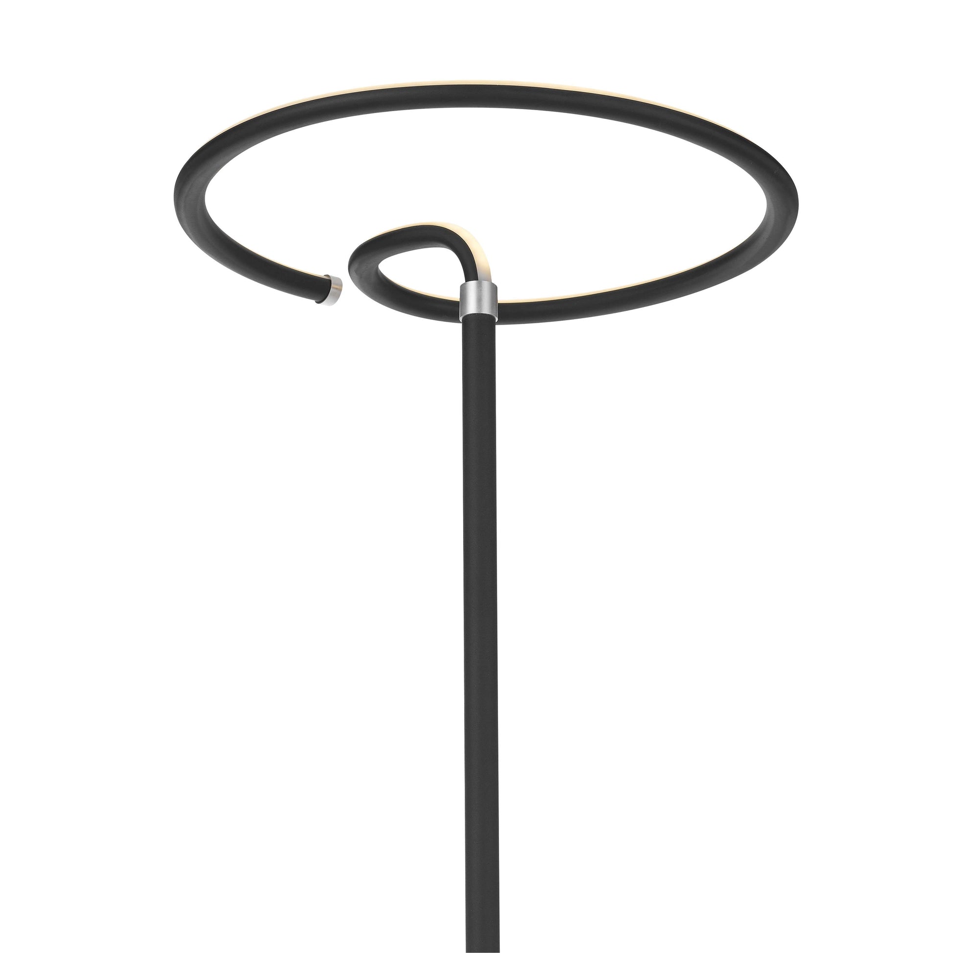Modern floor lamp with LED touch switch, dimmer functionality, child-safe sturdy design, metal build, and sleek rectangular base.